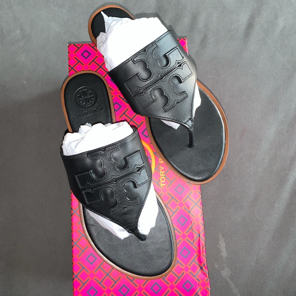 Tory Burch Weston Full Logo Thong Sandals